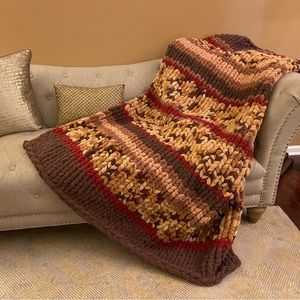 Fall Festive Handknitted Chunky Chenille Blanket